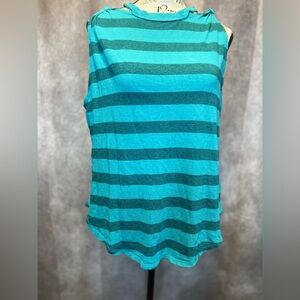 We The Free Teal and Dark Teal Striped Sleeveless Tank